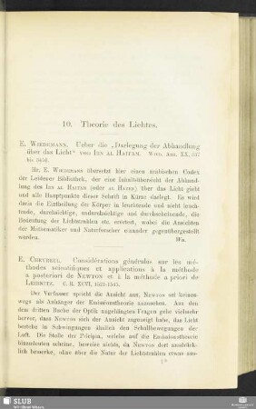 10. Theorie des Lichtes