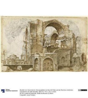 Vierungspfeiler von Neu St. Peter und der Rest des nördlichen Kreuzarmes der alten Basilika
