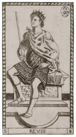 Re (der König), Blatt Nr. 8 aus der S-Serie der sogenannten Tarock-Karten des Mantegna