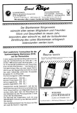 Zwei zusätzliche Tennisplätz für die Spielvereinigung Blankenese (SVB) auf der Marienhöhe