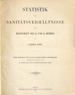 Statistik der Sanitätsverhältnisse der Mannschaft des K.u.K. Heeres. 1896 (1897)