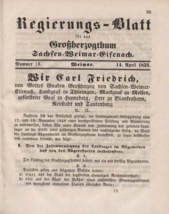 Nr. 11 : 14. April 1852
