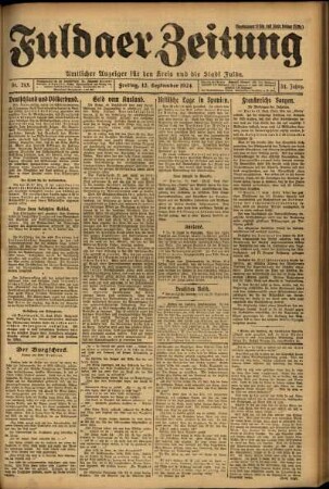 Erste Ausgabe vom Freitag, den 12. September 1924.