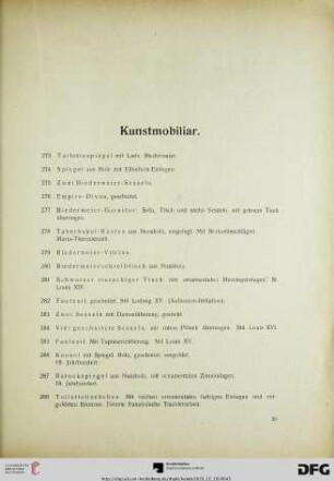Kunstmobiliar (Nr. 273-300)