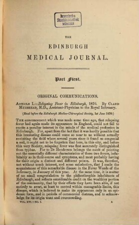 Edinburgh medical journal. 16,1. 1870