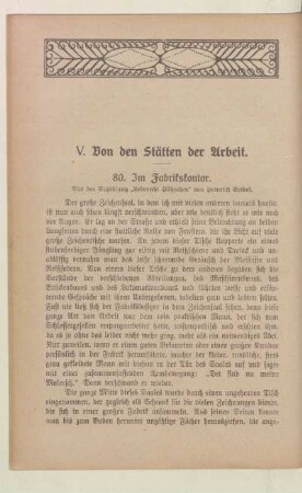 V. Von den Stätten der Arbeit