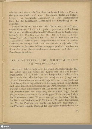 Die Pionierrepublik "Wilhelm Pieck" am Werbellinsee