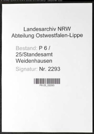 Sterberegister Standesamt Weidenhausen