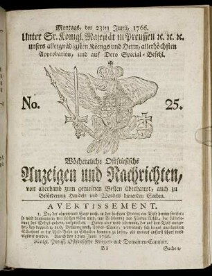 No. 25. Montags, den 23ten Junii, 1766.