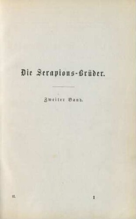 Die Serapions-Brüder. Zweiter Band