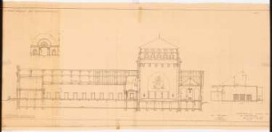 Hauptfriedhof, Dortmund: Schnitt durch den Hauptflügel mit großer und kleiner Einsegnungshalle 1:100