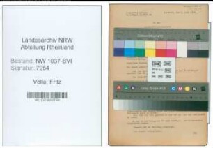 Entnazifizierung Fritz Volle , geb. 04.11.1913 (Techniker)