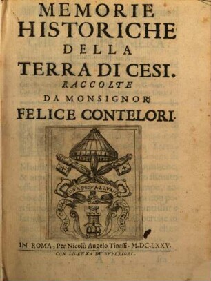 Memorie historiche Della Terra Di Cesi