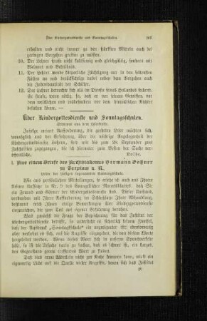 Über Kindergottesdienste und Sonntagsschulen : Stimmen aus dem Leserkreise