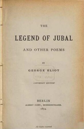 The legend of Jubal and other poems