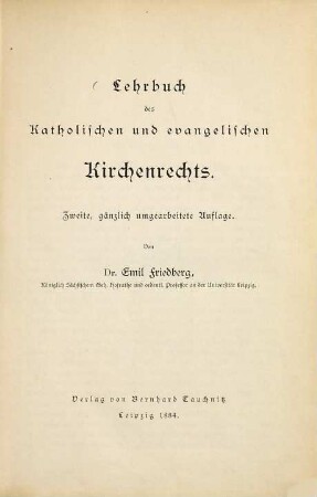 Lehrbuch des katholischen und evangelischen Kirchenrechts
