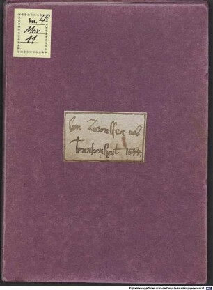 Von Zusauffen vnd Trunckenheit : sampt jren schönen früchten. Historien vnd Sprüche, auß heiliger Schrifft, die frucht der Trunckenheit fürbildende, zu sammen gestelt.