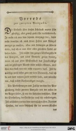 Vorrede zur zweyten Ausgabe