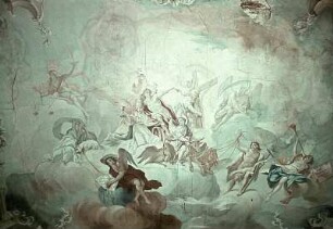 Die Erfüllung der Zeit: Christus als Erlöser im Triumphwagen umgeben von allegorischen Figuren