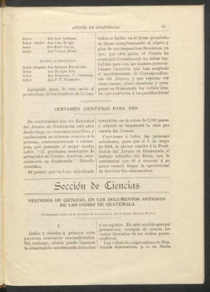 Sección de ciencias