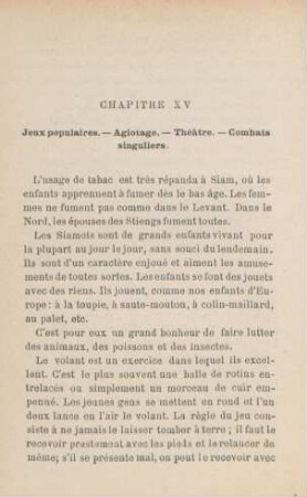 Chapitre XV. Jeux populaires. - Agiotage. - Théâtre. - Combats singuliers