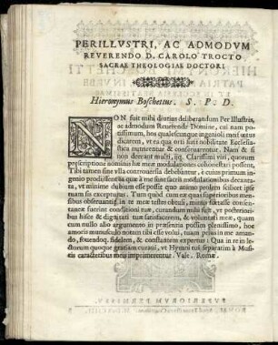 Dedikation an Carolo Trocto sacrae theologiae doctori