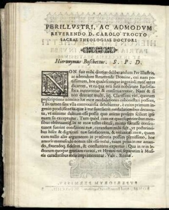 Dedikation an Carolo Trocto sacrae theologiae doctori
