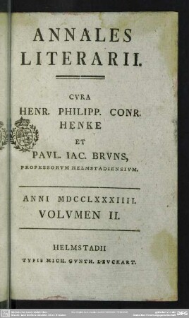 1784,2: Annales literarii Helmstadienses