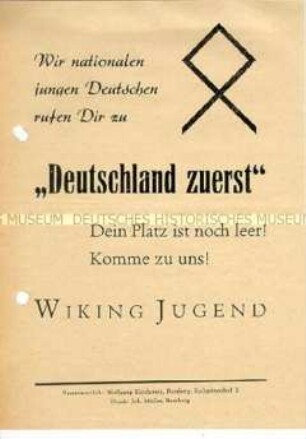 Aufruf der Wiking Jugend zur Mitgliederwerbung