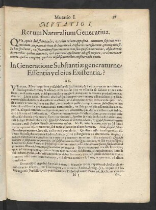 Mutatio I. Rerum Naturalium Generati[v]a.