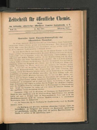 Gewerbe- bzw. Umsatz-Steuerpflicht der öffentlichen Chemiker.
