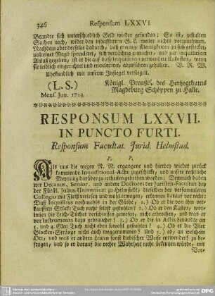 Responsum LXXVII. In Puncto Furti