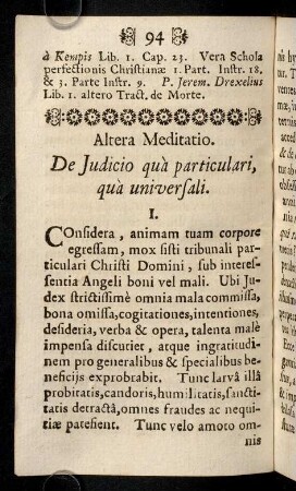 94-103, Altera Meditatio.De Judicio quà particulari, quà universali.