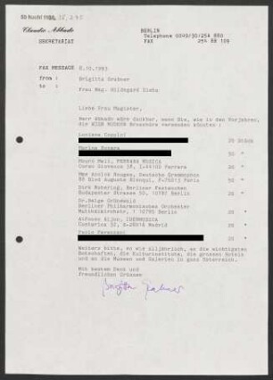 Brief an Hildegard Siehs, 08.10.1993