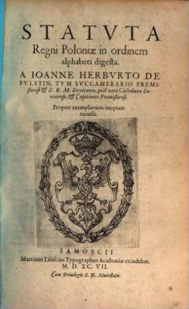 Statuta Regni Poloniae : in ordinem alphabeti digesta