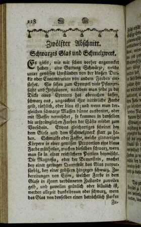 Zwölfter Abschnitt. Schwarzes Glas und Schmelzwerk.
