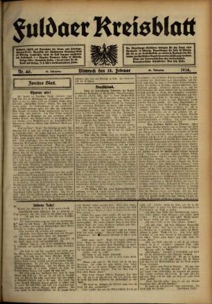 Zweite Ausgabe vom Mittwoch, den 18. Februar 1914.