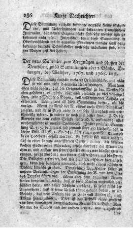 Der neue Sammler zum Nutzen und Vergnügen. Bd.1.2.