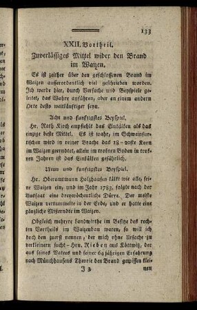 XXII. Vortheil. Zuverlässiges Mittel wider den Brand im Waizen. - XXXI. Vortheil. Der Sibirische Buchwaizen.