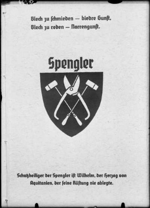 Neue Handwerkerwappen : Handwerkswappen, Spengler, 1934