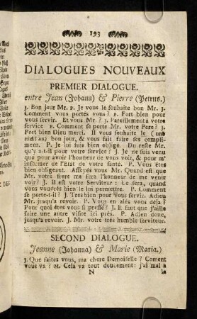 193-243, Diaolgues Nouveaux