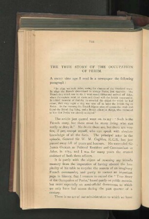 The Story of the Occupation of Perim.