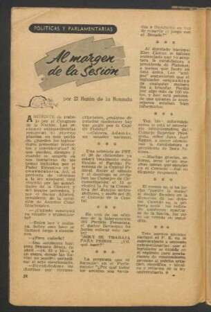 Al margen de la sesión : Políticas y parlamentarias