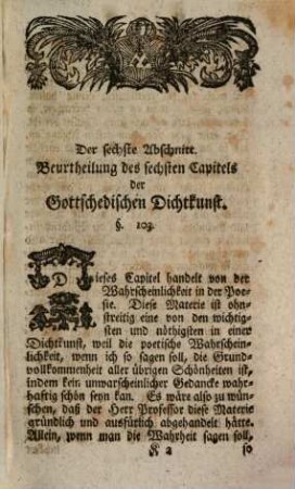 Georg Friedrich Meiers der Weltweisheit öffentlichen lehrers zu Halle Beurtheilung der Gottschedischen Dichtkunst. 4
