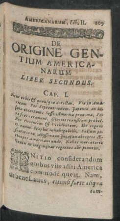 De Origine Gentium Americanarum. Liber Secundus.
