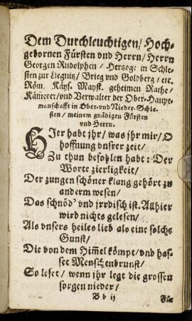 Dem Durchleuchtigen [...] Herrn Georgen Rudolphen/ Hertzog in Schlesien zur Liegnitz [...]