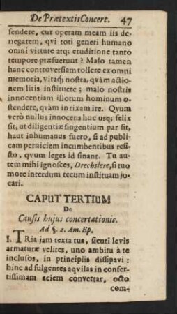 Caput Tertium De Causis hujus concertationis.