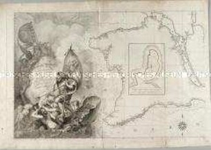Carte de la Mer Noire & de la Mer d'Asow. Mit drei Nebenkarten: Golfe de Balaclave; Premier Combat naval entre deux Vaisseaux de S. M. l'Imperatrice de Russie, et quatre Vaisseaux de la Flotte Ottomane; Second Combat naval entre la Flotte Russe, & la Flotte Ottomane