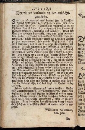 Vorred des Authoris an den andächtigen Leser.