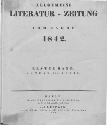 1842: Allgemeine Literatur-Zeitung